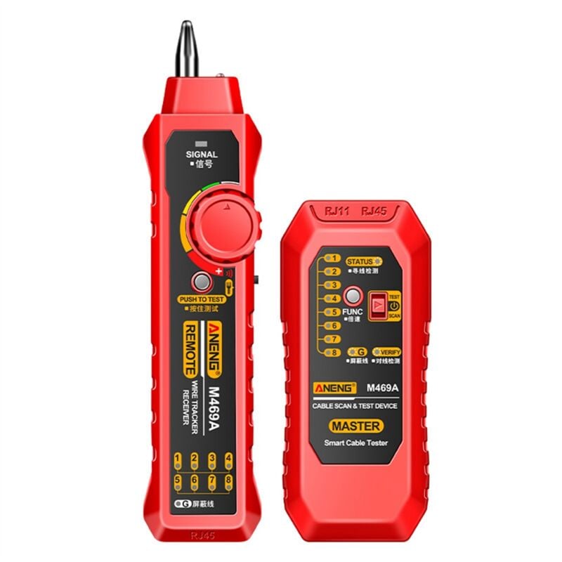 Image of Tlily - M469A Netzwerkkabelfinder RJ45 RJ11 lan Tester Anti-Interferenz-Testgerät Reparatur, Rot
