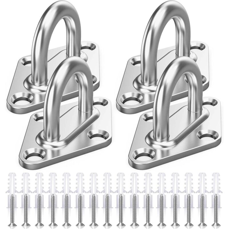 M5 Plaques à Oeillets,8 Pièces Platine Oeillet Inox Rhombic,Kit de Crochet Plafond Charge Lourde,Crochet Suspension Plafond Fixation Support Anneau