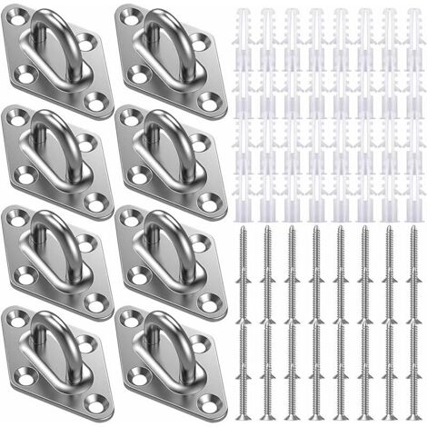 M5 Plaques à Oeillets,8 Pièces Platine Oeillet Inox Rhombic,Kit de Crochet Plafond Charge Lourde,Crochet Suspension Plafond Fixation Support Anneau Mural Boulon à Oeil pour Accrocher Objets