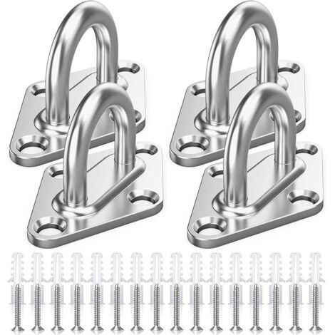 M5 Platine Oeillet Inox,4 Pièces Rhombic Kit de Crochet Plafond Charge Lourde,Crochets D'ancrage Marine avec Vis,Crochet Suspension Plafond Fixation Support Anneau Mural pour Accrocher Objets (4)