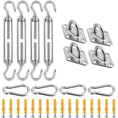 M5 Tendeur Cable Acier Inoxydable, 44Pcs Kit de Fixation pour auvent Jardin, Fil Crochet Et Crochet, Réglable Polyvalent Ridoir Pare-Soleil, Séchage des Vêtements, Tente 44PCS -
