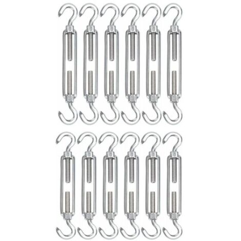 M5 Tendeur Cable Acier Inoxydable, Lot de 12 Tendeur de Fil Crochet et Crochet Rglable Heavy Duty Tension Hook & Hook pour Corde Cable Fil Linge, Grillagefor Sun Shade Installation