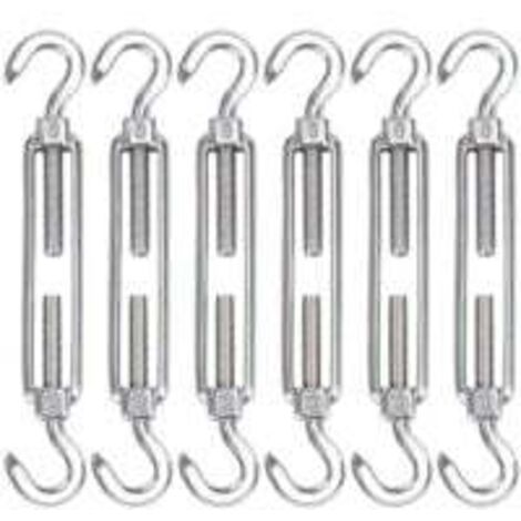 M5 Tendeur Cable Acier Inoxydable, Lot de 6 Tendeur de Fil Crochet et Crochet Réglable Heavy Duty Tension Hook & Hook pour Corde Cable Fil à Linge, Grillagefor Sun Shade Installation