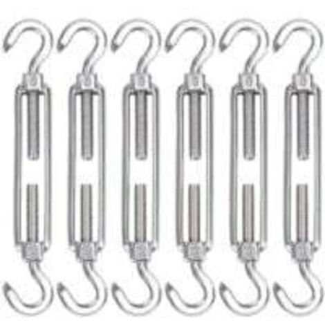 M5 Tendeur Cable Acier Inoxydable, Lot de 6 Tendeur de Fil Crochet et Crochet Réglable Heavy Duty Tension Hook & Hook pour Corde Cable Fil à Linge, Grillagefor Sun Shade Installation