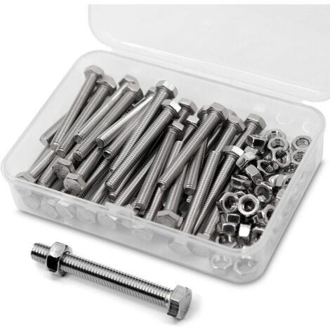 M5 x 50mm 40PCS Boulons à six pans en 304 Acier Inoxydable de Coin Extérieur Vis Hexagonale,Boulons et écrous de Sortilège Ensemble