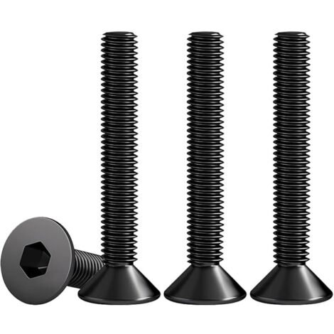 M5 X 50mm Vis à Tête Fraisée Avec Six Pans Creux en Acier Inoxydable A2 V2A Visserie Norme DIN 7991 / ISO 10642 Noir Vis Inox Filetage Complet, Lot De 25