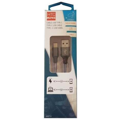 M500 Cable de charge et data avec adaptateur USB type C 2,4 A - Connecteurs alu, cable tresse renforce 1,5 m