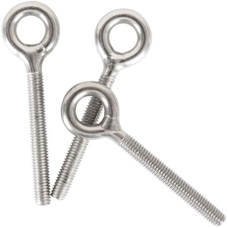 M6 304 Anneau en acier inoxydable longue vis tige filetée boulon à anneau 10PCS