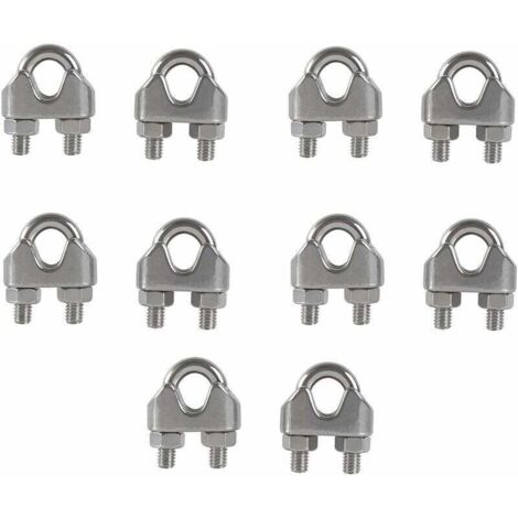M6 Cable Clamps U-Shaped Bolt Cable Clip 304 Stainless Steel Cable Clamp Saddle Wire Rope Clips for Outdoor Clothesline 10PCS