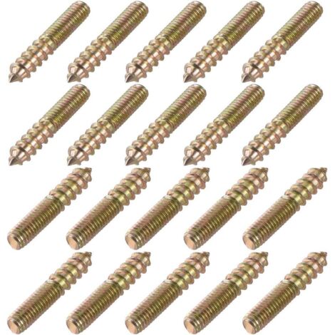 M6 Cintre Boulons Longueur 1-3/8"(35mm) Double Tête Boulons Autotaraudeuse Vis 6mm Bois Joint Meubles Jambes 20Pcs（M635）