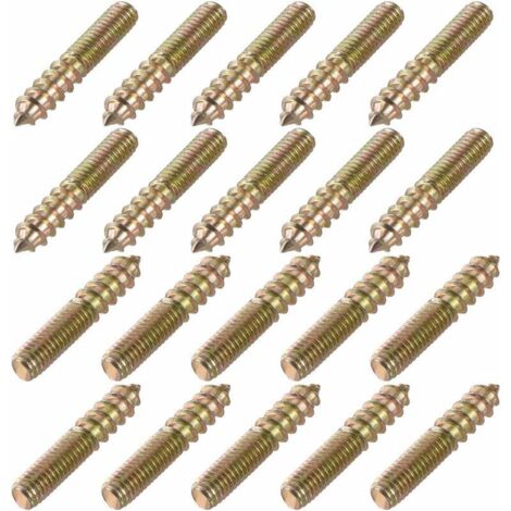 M6 Cintre Boulons Longueur 1-3/8"(35mm) Double Tête Boulons Autotaraudeuse Vis 6mm Bois Joint Meubles Jambes 20Pcs（M635）