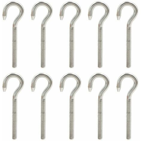 M6 Crochet Boulon Anneau à Vis - Crochet 304 Acier Inoxydable Haute Dureté Crochet En Acier Boulon Suspendu Item Vis Crochet pour Suspension Lustres L'artisanat crochets de plafond,phe 10 PCS