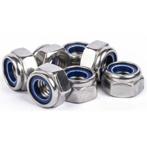 M6 Ecrou 10 Pièces, Ecrou Frein A2 V2A Acier Inoxydable 304, Ecrous Inox avec Inserts en Nylon pour la Connexion et la Fixation de Divers Composants