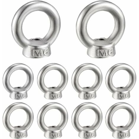 M6 Écrou à Anneau 10 Pcs 304 en Acier Inoxydable Filetage Écrou à Oeil de Levage Écrous à Œillet pour Les Accessoires de Levage,