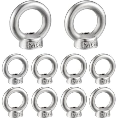 M6 Écrou à Anneau 10 Pcs 304 en Acier Inoxydable Filetage Écrou à Oeil de Levage Écrous à Œillet pour Les Accessoires de Levage