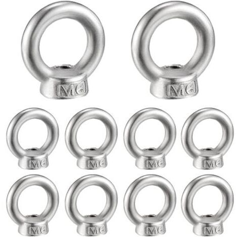 M6 Écrou à Anneau 10 Pcs 304 en Acier Inoxydable Filetage Écrou à Oeil de Levage Écrous à Œillet pour Les Accessoires de Levage