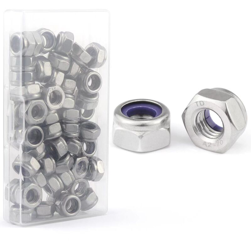 M6 Ecrou Frein DIN 985 Écrou Autobloquant Inoxydable A2 V2A (50 Pièces)