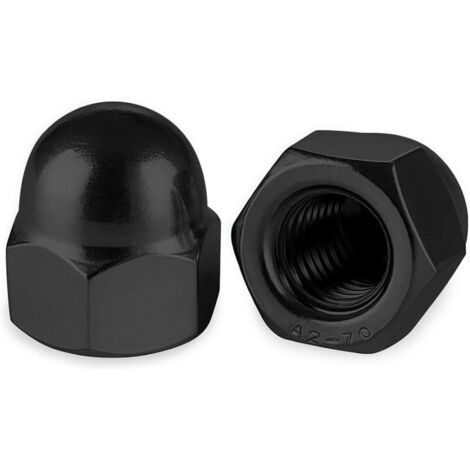 M6 écrous Borgnes Noir en Acier Inoxydable 25 Pièces écrous Borgnes Hexagonaux DIN 1587 Ecrou Borgne Inox M6 Hexagonaux Protection Vis, Boulons Filetés, Tiges Filetées