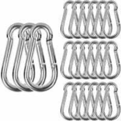 M6-Karabiner aus Edelstahl, 20er-Packung, hochbelastbar, Tragkraft 120 kg, drehbarer Haken aus Edelstahl 304, 60 mm x 6 mm