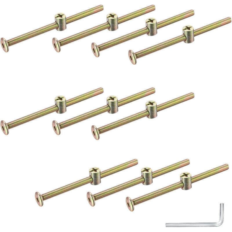 Dpzo - M6 Kit de 10 Pcs Vis à Bois, Vis à Tête Cylindrique Fraisée Plate Six Pans Vis Ecrous, Fixation de Boulon pour Tete de Lit, Chaise Bureau