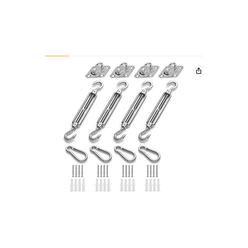 M6 Kit de Fixation pour Voile D'ombrage, Acier Inoxydable Soleil Voile D'ombrage Kit de Fixation pour Triangle et Carré, Rectangle, Du Soleil Voile