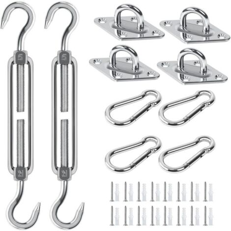 M6 Kit de Fixation pour Voile D'ombrage, Acier Inoxydable Soleil Voile D'ombrage Kit de Fixation pour Triangle et Carré, Rectangle, du Soleil Voile D'ombrage Accessoires de Fixation