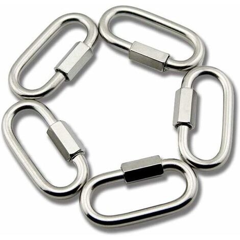 M6 Maillon Rapide en Acier Inoxydable D Forme Mousqueton Maillons de Chaîne 5pcs
