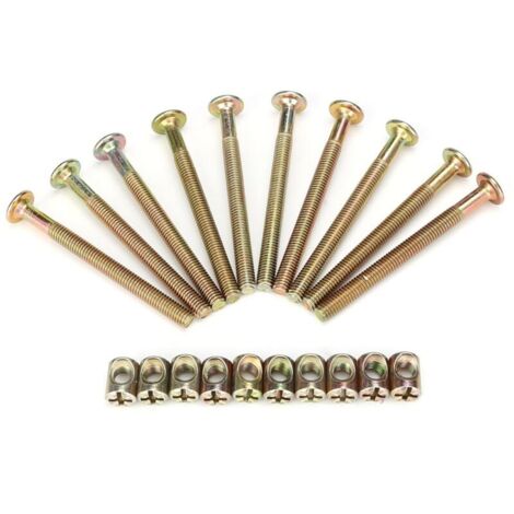 M6 Meuble Boulon En, Vis Vis de fixation Acier Au Carbone 70mm Boulon D'écrou Ensembles avec 6mm Baril Noix Connecteur Attache - Lot de 10