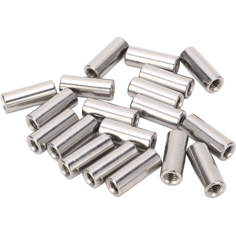 M6 Rundverbindungsmuttern 304 Edelstahl 25 mm für Gewindestangen, 20er-Set
