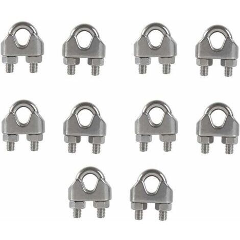 M6 Serre-câbles Etrier U Boulon Clip de Câble 304 Acier inoxydable Selle de pince de Câble Câble métallique Clips pour etendoir linge exterieur10PCS