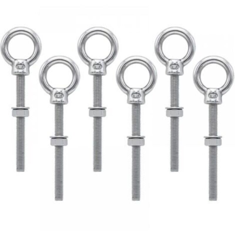M6 Stainless Steel Metric Thread Eye Bolt for Fastening and Suspension 6 Pieces