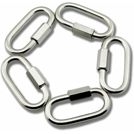 M6 Stainless Steel Quick Link D Shape Carabiner Chain Links, 5pcs