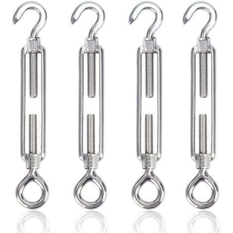 M6 Tendeur Cable 304 Acier Inoxydable Réglable Crochet De Ridoir Et Oeil Tendeur Fil a Linge Tendeurs Elastique avec Crochets Fil Cable Acier De Fer Cloture Et Corde Linge Exterieur 4pcs