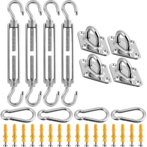 M6 Tendeur Cable Acier Inoxydable, 44Pcs Kit de Fixation pour auvent de Jardin, Tendeur Fil Crochet Et Crochet, Réglable Polyvalent Tendeur Ridoir pour Pare-Soleil, Séchage des Vêtements, Tente