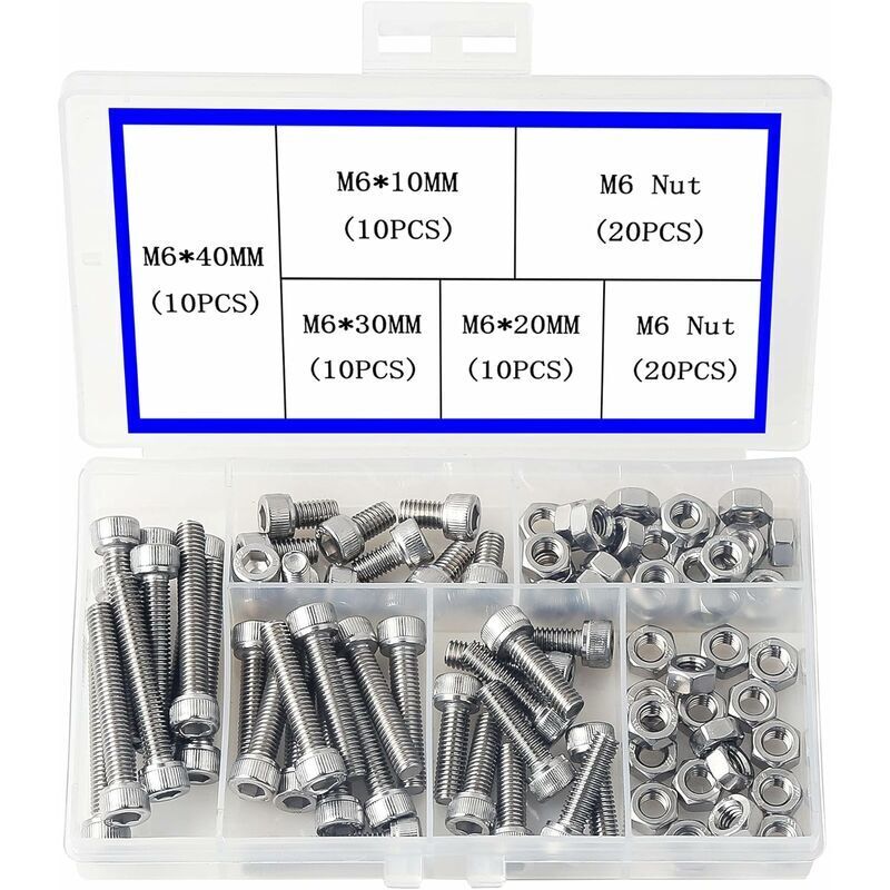 M6 Vis à Tête Cylindrique à Six Pans Creux en Acier Inoxydable 304 Pièces Mécaniques à Tête Cylindrique à Six Pans Creux et à écrous Bouton à Tête