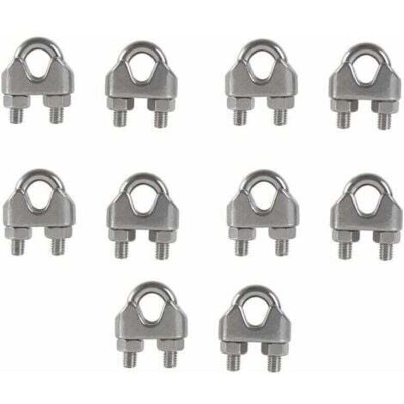 M6 Wire Rope Clips U Bolt Clamp 304 Stainless Steel Cable Clamp Saddle Wire Rope Clips for Outdoor Clothesline 10PCS