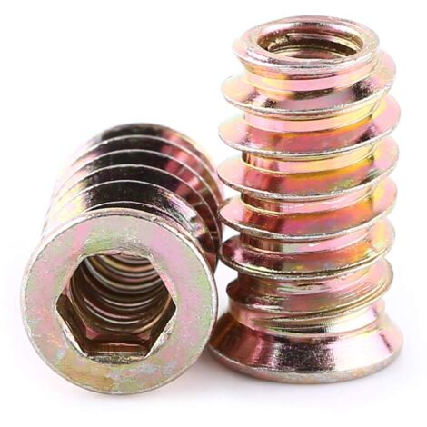 M6 x 20mm Threaded Insert, Wood Insert, Screw Nuts, Zinc Alloy Hex Threaded Nut, Hex Socket Screw(100pcs)