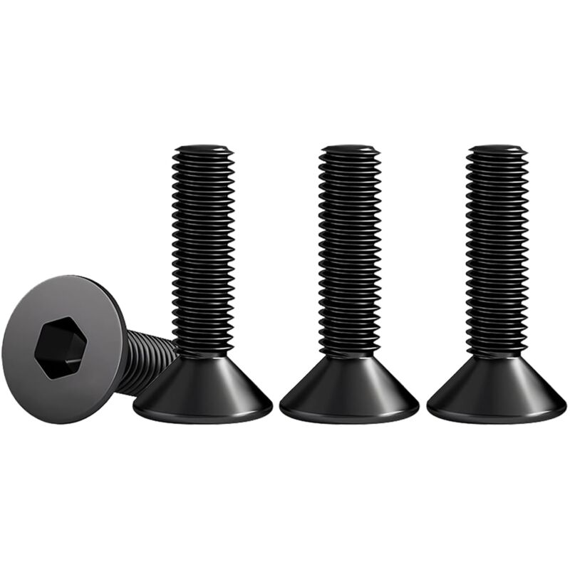 M6 X 20mm Vis à Tête Fraisée Avec Six Pans Creux en Acier Inoxydable A2 V2A Visserie Norme DIN 7991 / ISO 10642 Noir Vis Inox Filetage Complet, Lot