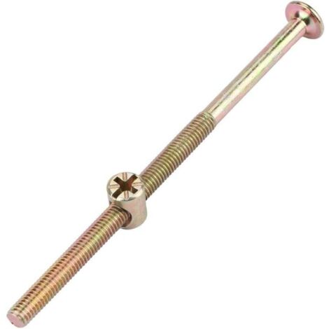 M6 x 80mm Vis à Bois, Lot de 10 écrous de meubles M6 plaqué zinc avec écrous cruciformes pour berceau, lit superposé et lit de bébé (M680mm)