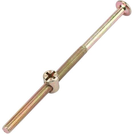 M6 x 80mm Vis à Bois, Lot de 10 écrous de meubles M6 plaqué zinc avec écrous cruciformes pour berceau, lit superposé et lit de bébé (M680mm)