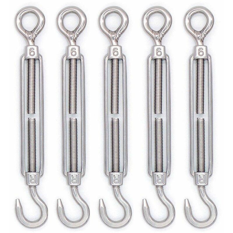 M6304 Stainless Steel Hook and Eye Turnbuckles - 5 Pack - Gdrhvfd