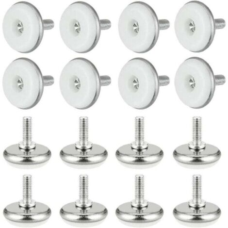 M6x15 x 30 mm, Weiß, 16 Stück verstellbare Nivellierfüße, Nivellierfüße aus Kunststoff und Metall mit Mutter, verstellbare Füße, Justierschrauben für Möbel, Tische, Büromöbel, Schränke, Stühle