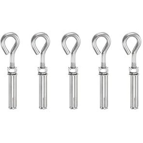 M6x40mm Boulons À Œil Pour Béton, 5 Pcs 304 Acier Inoxydable Ancres D'Expansion Pour Mur En Béton Boulon À Œil Lourd Crochet D'Expansion Pour Fixation Pour Maçonnerie Murale