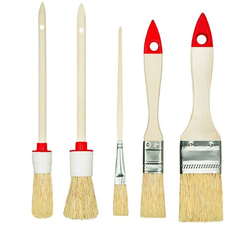 M7 Set di 5 pennelli 3 piatti 2 tondi 0 3/4 1,5 2 4 serie 03 per lavori di pittura con pitture e vernici a copertura uniforme setole naturali