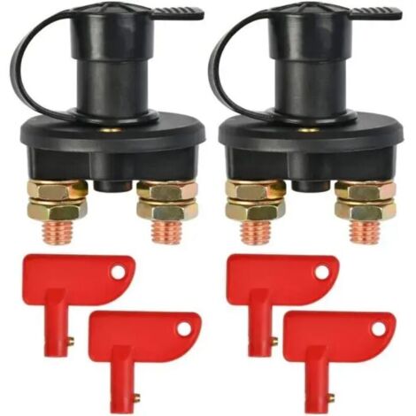 M8 Battery Disconnect Switch (2 pieces) 12V/24V, Automotive Electrical Disconnect Switch, Key Disconnect Switch