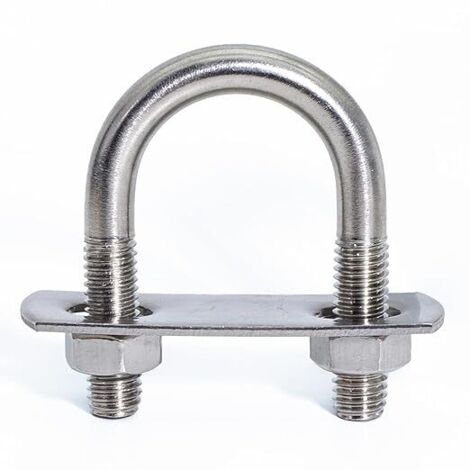 M8 Boulons en U 22mm Innenbreite, Bride de Fixation, Ronds U Bolts avec Écrou Plaques Rondelle, Convient pour la fixation de tuyaux M8 x 22mm 2 Ensembles