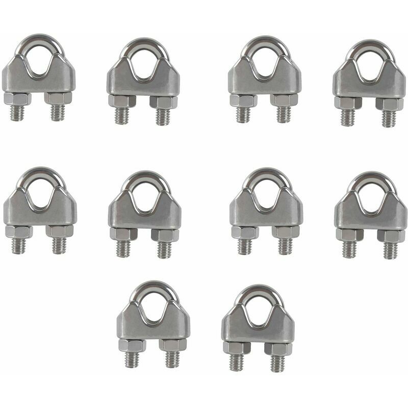Vuszr - M8 Cable Ties u Stirrup Bolt Cable Clip 304 Stainless Steel Cable Clamp Saddle Wire Rope Clips for Outdoor Clothes Rack 10PCS