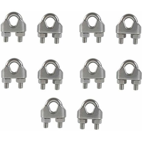 M8 Cable Ties U Stirrup Bolt Cable Clip 304 Stainless Steel Cable Clamp Saddle Wire Rope Clips for Outdoor Clothes Rack 10PCS