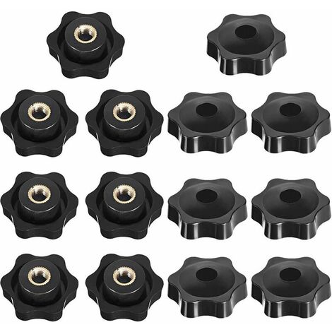 M8 Filetage Femelle de Serrage de Bouton , Étoile Tête Écrous De Serrage Bouton, Serrage Écrous Poignée Forme Étoile, Femelle Filetage En Plastique Noir 14 Pièces