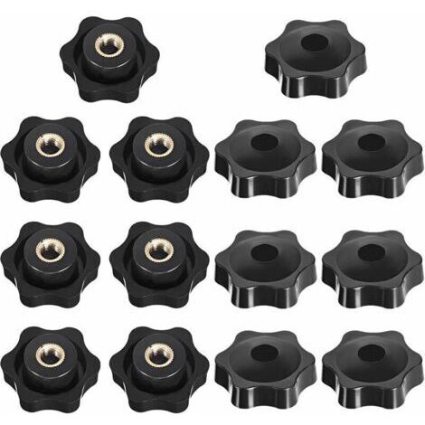 M8 Filetage Femelle de Serrage de Bouton, Étoile Tête Écrous De Serrage Bouton, Serrage Écrous Poignée Forme Étoile, Femelle Filetage En Plastique Noir, pour Machine-outil, 14 Pièces